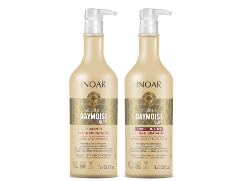Inoar Absolut Daymoist Duo Kit - priemonių rinkinys chemiškai pažeistiems plaukams 2x1000ml Inoar Absolut Daymoist Duo Kit - priemonių rinkinys chemiškai pažeistiems plaukams 2x1000ml